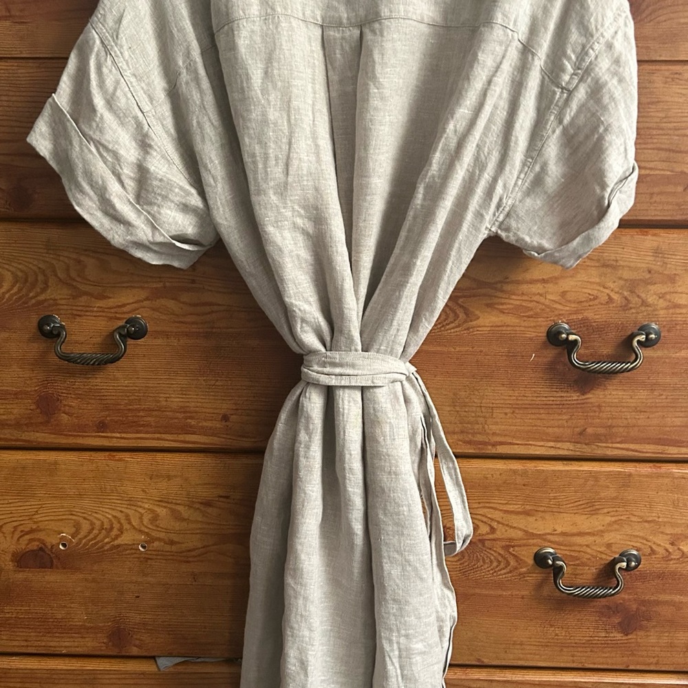 J. Crew Capitaine Shirt Dress in 100% Linen Flax Women’s large - Picture 5 of 6